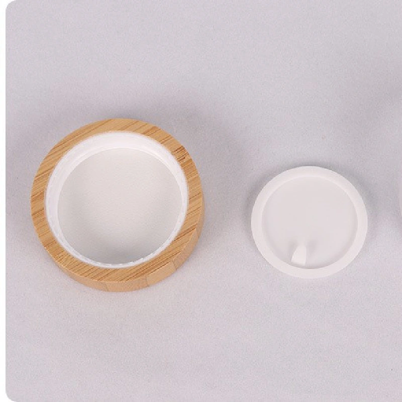 Ready to Ship Products 50g Frosted Glass Jar Cosmetic Container Low MOQ Glass Bottle OEM ODM Cream Bottle with Sustainable Bamboo Plastic Cap