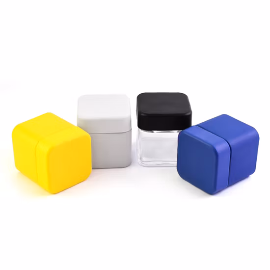Cr ISO gigante directo de fábrica 2 oz 3 oz 4 oz a prueba de niños Tipo de cubo cuadrado 3,5 g Flores y comestibles Envases de brotes de hierbas Frascos de embalaje de flores de vidrio